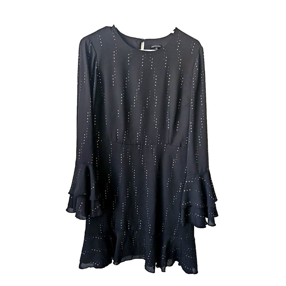 Womens Fit Flare Ruffle Dress Sz Med whimsigoth Fairygrunge Office Siren Capsule